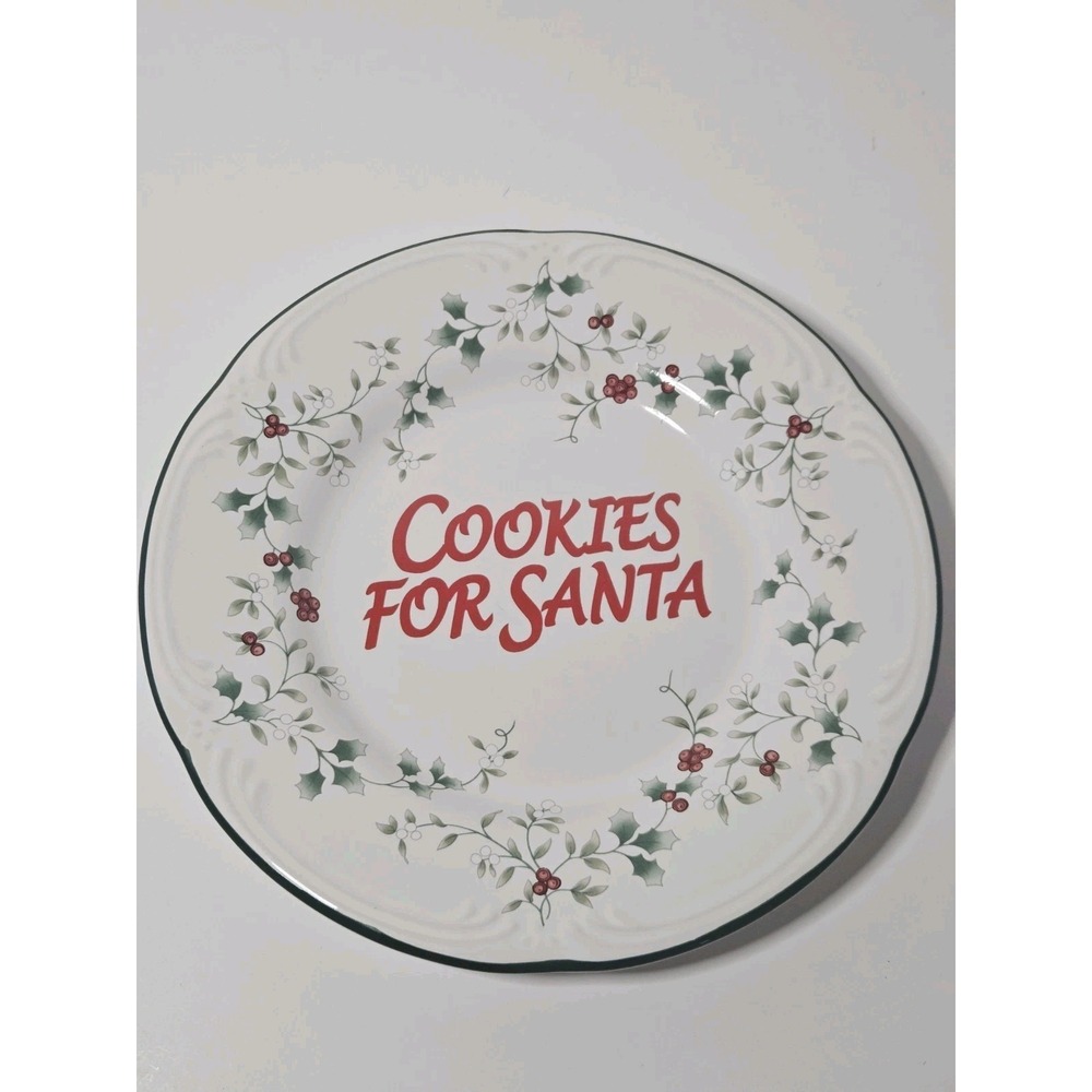 Pfaltzgraff Winterberry Cookies for Santa Plate Christmas Holly Berry Platter 8"